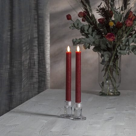 Flamme Rustic LED Antikljus 2-pack 24,5 cm - mörkröd - Belysning - Dekorationsbelysning - Dekorationsbelysning inomhus - Batteridrivna ljus