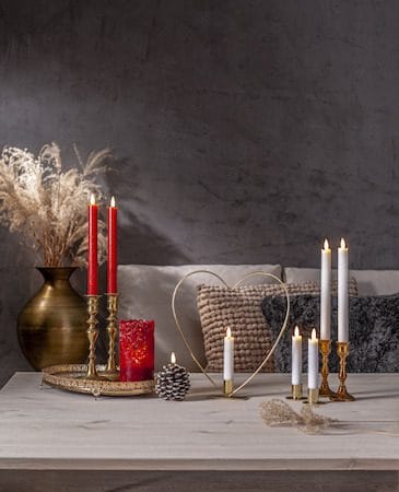 Flamme Rustic LED Antikljus 2-pack 24,5 cm - mörkröd - Belysning - Dekorationsbelysning - Dekorationsbelysning inomhus - Batteridrivna ljus