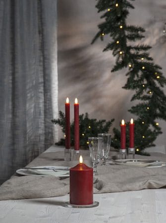 Flamme Rustic LED Antikljus 2-pack 15 cm - mörkröd - Belysning - Dekorationsbelysning - Dekorationsbelysning inomhus - Batteridrivna ljus