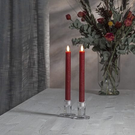 Flamme Rustic LED Antikljus 2-pack 24,5 cm - mörkröd - Belysning - Dekorationsbelysning - Dekorationsbelysning inomhus - Batteridrivna ljus