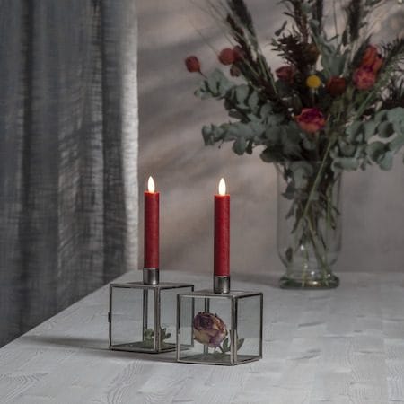 Flamme Rustic LED Antikljus 2-pack 15 cm - mörkröd - Belysning - Dekorationsbelysning - Dekorationsbelysning inomhus - Batteridrivna ljus