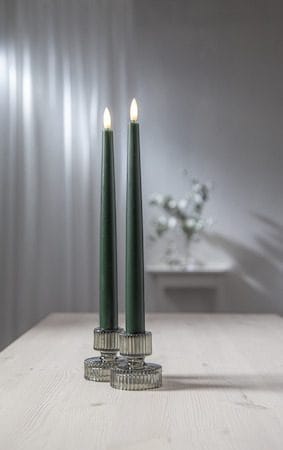 Flamme Slim LED Antikljus 2-pack 28,5 cm - mörkgrön - Belysning - Dekorationsbelysning - Dekorationsbelysning inomhus - Batteridrivna ljus