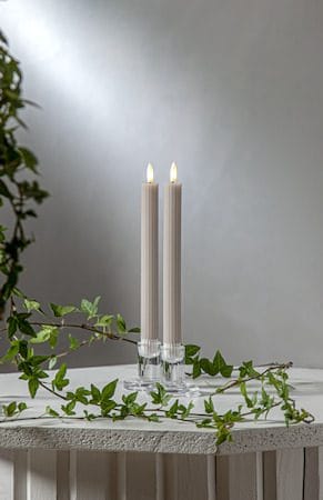 Flamme Stripe LED Antikljus 2-pack 25 cm - beige - Belysning - Dekorationsbelysning - Dekorationsbelysning inomhus - Batteridrivna ljus