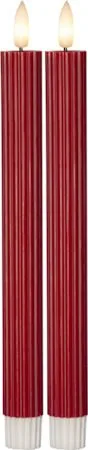Flamme Stripe LED Antikljus 2-pack 25 cm - djupröd - Belysning - Dekorationsbelysning - Dekorationsbelysning inomhus - Batteridrivna ljus
