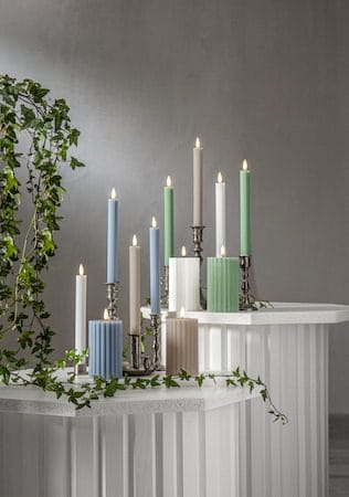 Flamme Stripe LED Antikljus 2-pack 25 cm - vit - Belysning - Dekorationsbelysning - Dekorationsbelysning inomhus - Batteridrivna ljus