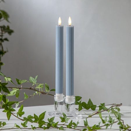 Flamme Stripe LED Antikljus 2-pack 25 cm - blå - Belysning - Dekorationsbelysning - Dekorationsbelysning inomhus - Batteridrivna ljus