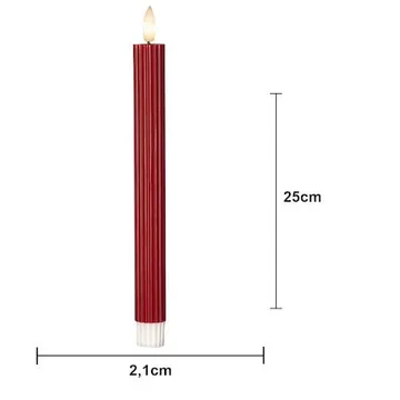 Flamme Stripe LED Antikljus 2-pack 25 cm - djupröd - Belysning - Dekorationsbelysning - Dekorationsbelysning inomhus - Batteridrivna ljus