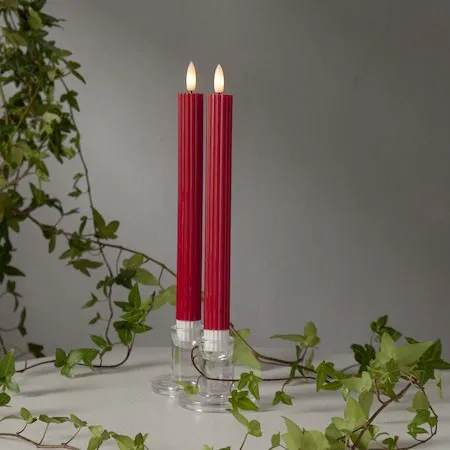Flamme Stripe LED Antikljus 2-pack 25 cm - djupröd - Belysning - Dekorationsbelysning - Dekorationsbelysning inomhus - Batteridrivna ljus