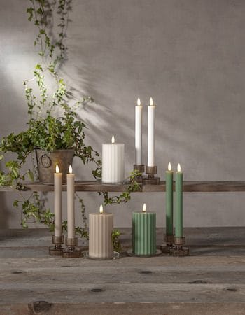 Flamme Stripe LED Antikljus 2-pack 25 cm - vit - Belysning - Dekorationsbelysning - Dekorationsbelysning inomhus - Batteridrivna ljus