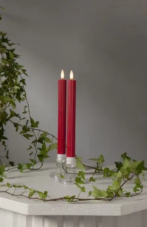 Flamme Stripe LED Antikljus 2-pack 25 cm - djupröd - Belysning - Dekorationsbelysning - Dekorationsbelysning inomhus - Batteridrivna ljus