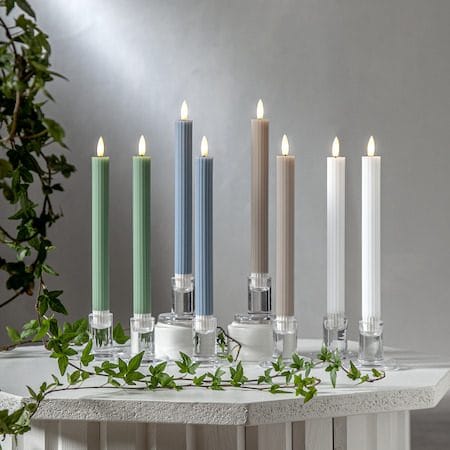 Flamme Stripe LED Antikljus 2-pack 25 cm - vit - Belysning - Dekorationsbelysning - Dekorationsbelysning inomhus - Batteridrivna ljus