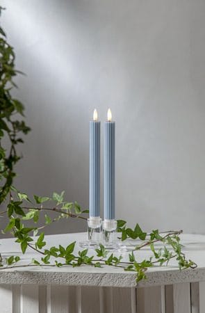 Flamme Stripe LED Antikljus 2-pack 25 cm - blå - Belysning - Dekorationsbelysning - Dekorationsbelysning inomhus - Batteridrivna ljus