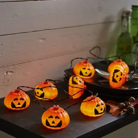 Halloween LED-Ljusslinga med Pumpor 2,1 m 8 Ljus Batteridriven - Orange|Svart - Belysning - Dekorationsbelysning - Dekorationsbelysning inomhus - Ljusslinga inomhus