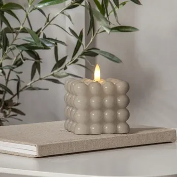 LED Blockljus Flamme Dot 7,5x9,5 cm - Beige - Belysning - Dekorationsbelysning - Dekorationsbelysning inomhus - Batteridrivna ljus