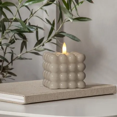 LED Blockljus Flamme Dot 7,5x9,5 cm - Beige - Belysning - Dekorationsbelysning - Dekorationsbelysning inomhus - Batteridrivna ljus