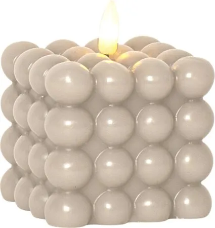 LED Blockljus Flamme Dot 7,5x9,5 cm, Beige