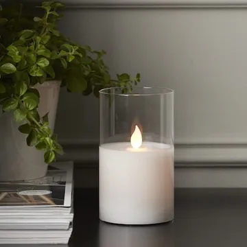 M-Twinkle LED Blockljus 12,5 cm - transparent glas och vit - Belysning - Dekorationsbelysning - Dekorationsbelysning inomhus - Batteridrivna ljus