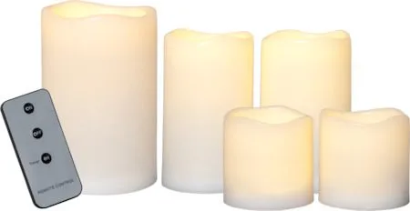 Paul set av 5 LED Blockljus 10 cm, elfenbensvit