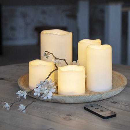 Paul set av 5 LED Blockljus 10 cm - elfenbensvit - Belysning - Dekorationsbelysning - Dekorationsbelysning inomhus - Batteridrivna ljus