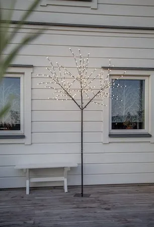 Albero Dekorationsträd belysning 250 cm, svart med vita ljuspunkter