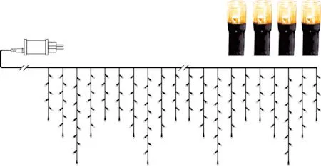 LED-istappsslinga Golden Warm White 12 m 480 ljus, Svart