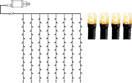 LED-ljusgardin Jul Golden Warm White 130x200 cm 120 ljus, Svart