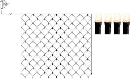 LED-ljusnät Jul Crispy Ice White 200x200 cm 160 ljus, Svart