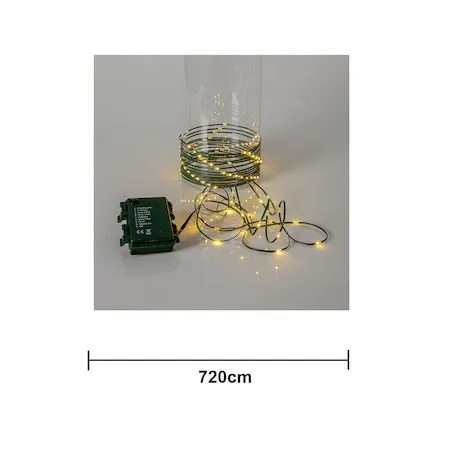 LED-ljusslinga Jul Dew Drop Micro 7 m 96 ljus Varmvit Batteridriven - Grön - Belysning - Dekorationsbelysning - Dekorationsbelysning utomhus - Ljusslinga utomhus