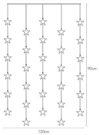 Star Curtain Ljusgardin 90 cm - transparent - Belysning - Dekorationsbelysning - Dekorationsbelysning utomhus - Ljusnät