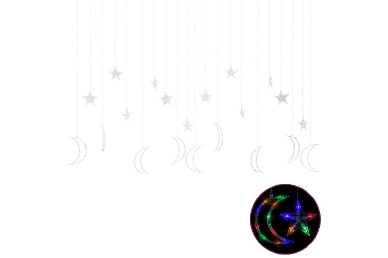 Ljusgardin stjärnor och månar fjärrkontroll 345 LED flerfärg - be Basic - Dekorationsbelysning - Ljusnät