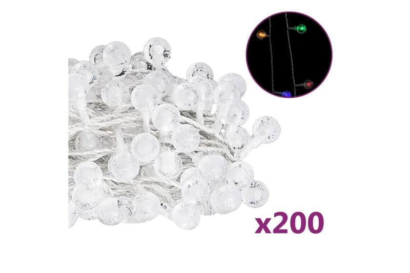 Ljusslinga 20 m kulor 200 lysdioder flerfärgad 8 funktioner - be Basic - Ljusslinga inomhus - Dekorationsbelysning