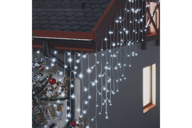 Ljusslinga draperi istappar 10 m 400 lysdioder kallvit - be Basic - Ljusslinga inomhus - Dekorationsbelysning