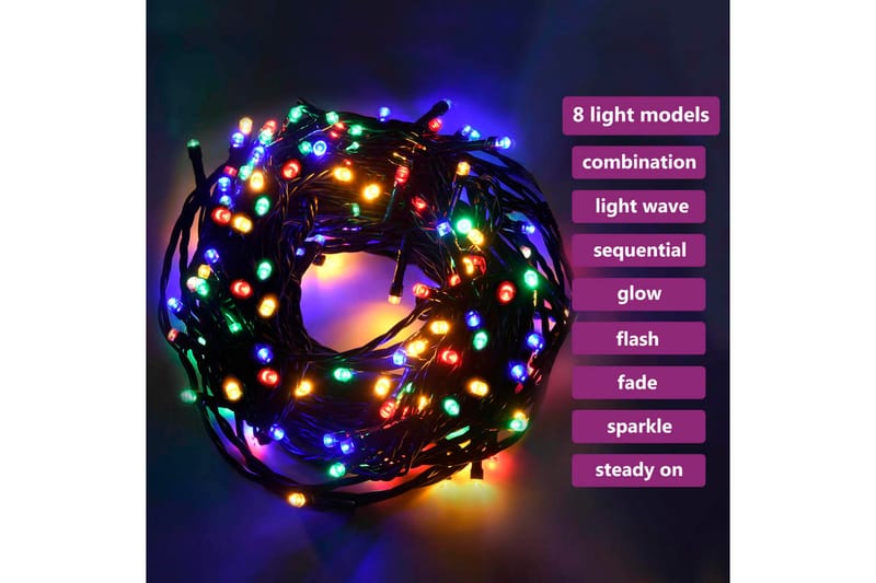 Ljusslinga med 400 lysdioder 40m 8 ljuseffekter flerfärgad - Flerfärgad - Ljusslinga inomhus - Dekorationsbelysning