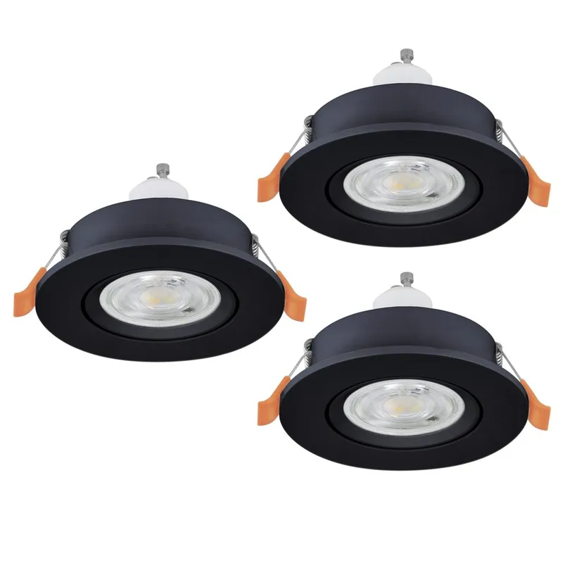 Infälld Lampa Barranco 30 mm 3000K Set om 3, Svart