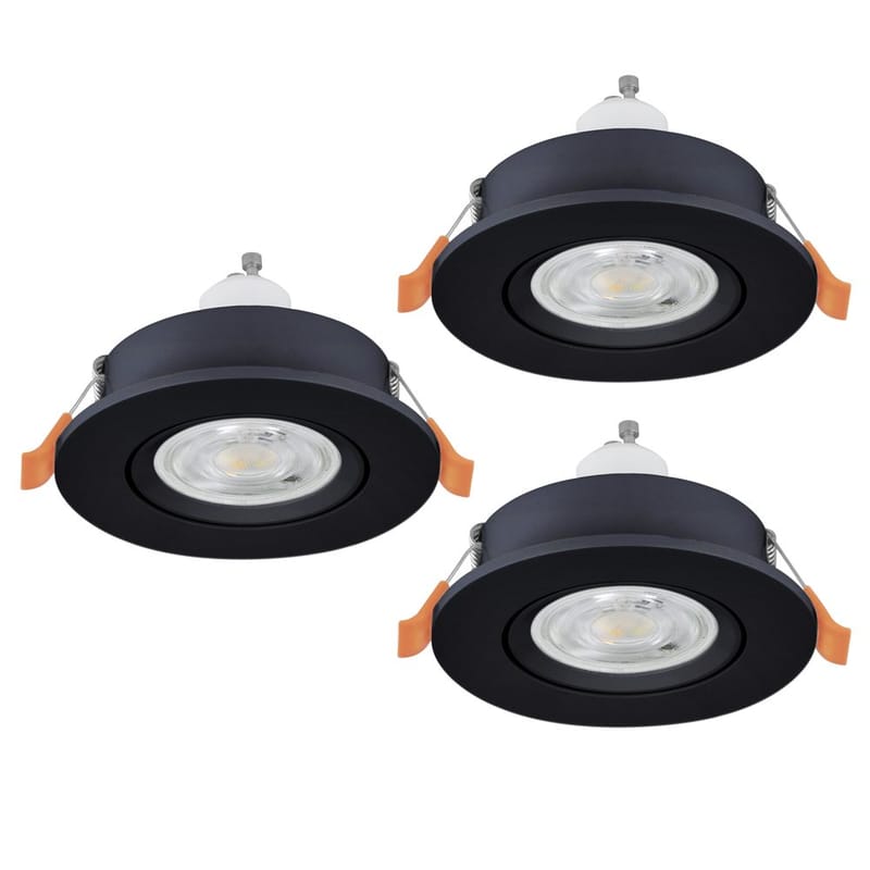 Infälld Lampa Barranco 90 mm 4000K Set om 3, Svart