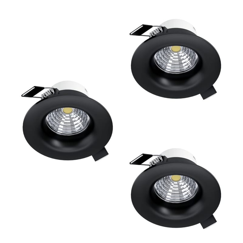 Infälld Lampa Saliceto 88 mm 2700K Set om 3, Svart