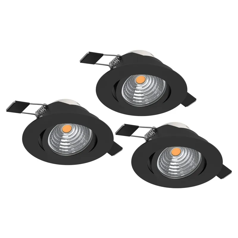 Infälld Lampa Saliceto 88 mm 4000K Set om 3, Svart