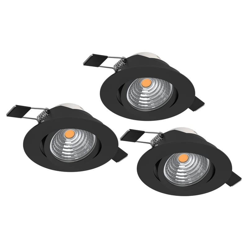 Infälld Lampa Saliceto 88 mm 4000K Set om 3, Svart