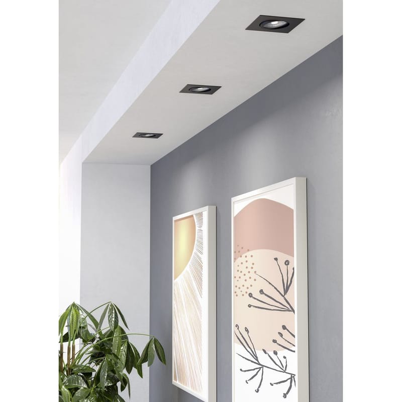 Infälld Lampa Saliceto 88x88 mm 2700K Set om 3 - Svart - Belysning - Spotlights & downlights