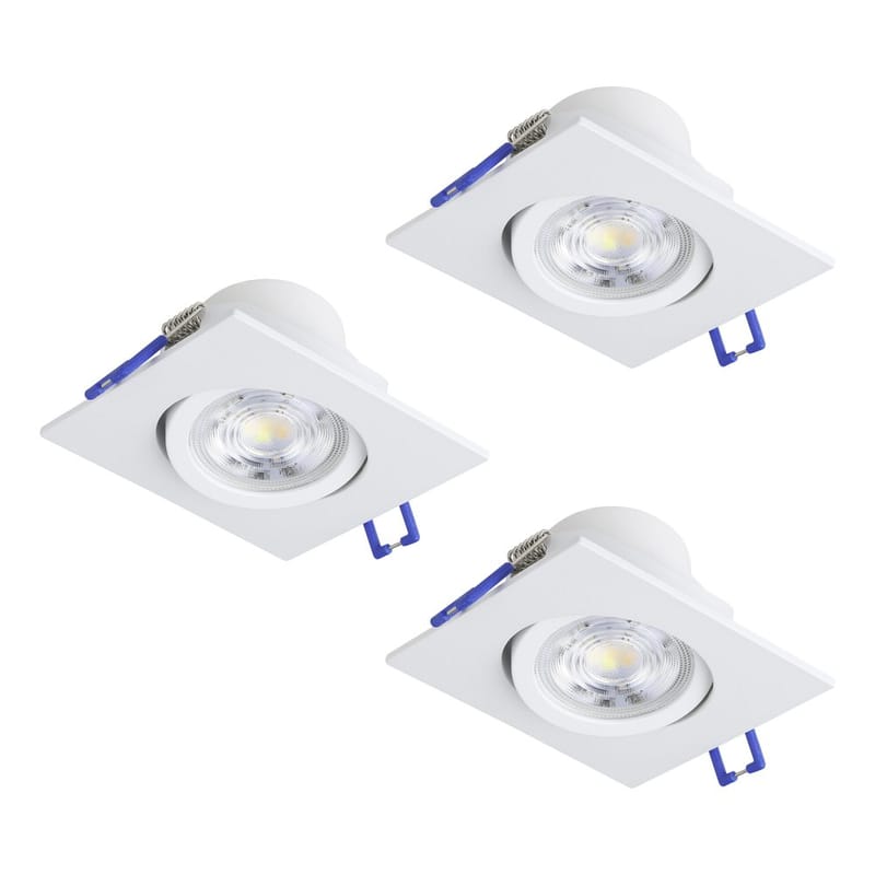 Infälld Lampa Saliceto 88x88 mm 2700K Set om 3, Vit