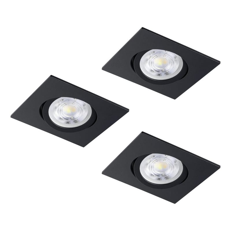 Infälld Lampa Saliceto 88x88 mm 4000K Set om 3 - Svart - Belysning - Spotlights & downlights