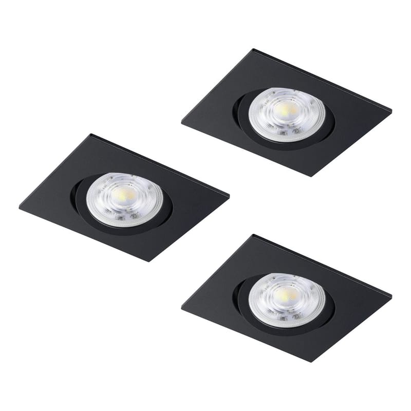 Infälld Lampa Saliceto 88x88 mm 4000K Set om 3 - Svart - Belysning - Spotlights & downlights