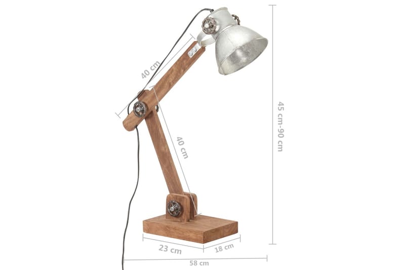Skrivbordslampa industriell silver rund 58x18x90 cm E27 - be Basic - Läslampa bord - Skrivbordslampor & kontorslampor