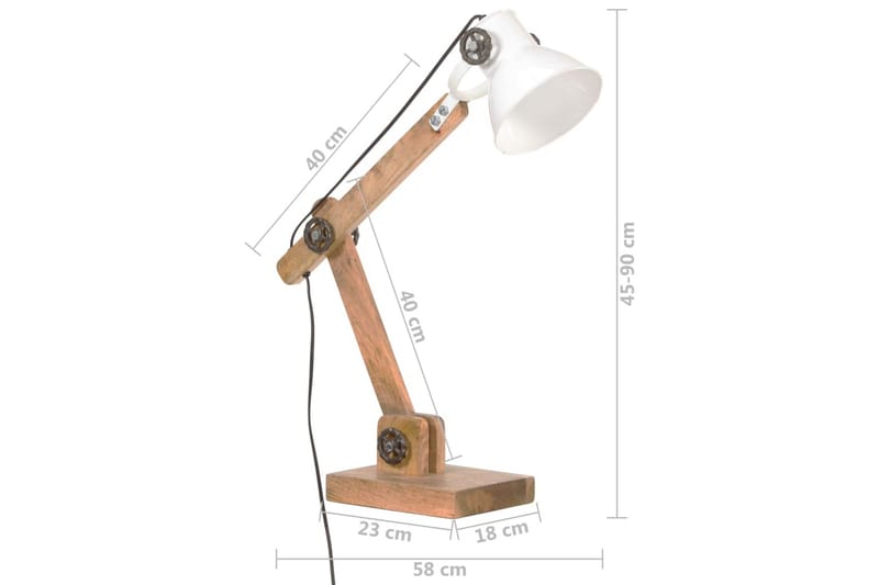 Skrivbordslampa industriell vit rund 58x18x90 cm E27 - be Basic - Skrivbordslampor & kontorslampor - Läslampa bord