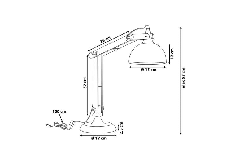 Skrivbordslampa Salado 53 cm - Vit - Belysning - Lampor & belysning inomhus - Bordslampa - Skrivbordslampor & kontorslampor