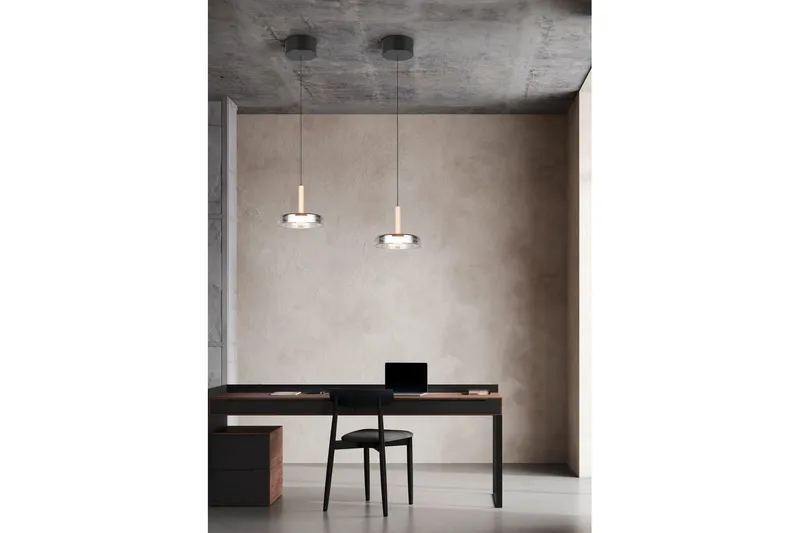 Pendel TRIO Celeste 1-del, Mattsvart/kromad/trä - 1-del, Mattsvart/kromad/trä - Belysning - Lampor & belysning inomhus - Fönsterlampa