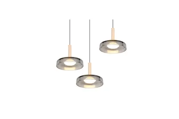 Pendel TRIO Celeste 3-del, Mattsvart/kromad/trä - 3-del, Mattsvart/kromad/trä - Belysning - Lampor & belysning inomhus - Fönsterlampa