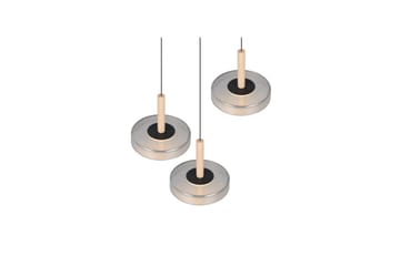 Pendel TRIO Celeste 3-del, Mattsvart/kromad/trä - 3-del, Mattsvart/kromad/trä - Belysning - Lampor & belysning inomhus - Fönsterlampa