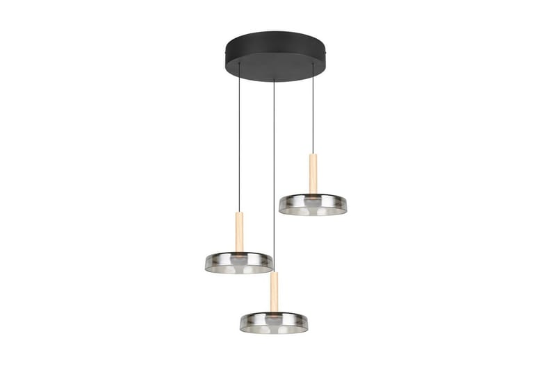 Pendel TRIO Celeste 3-del, Mattsvart/kromad/trä - 3-del, Mattsvart/kromad/trä - Belysning - Lampor & belysning inomhus - Fönsterlampa