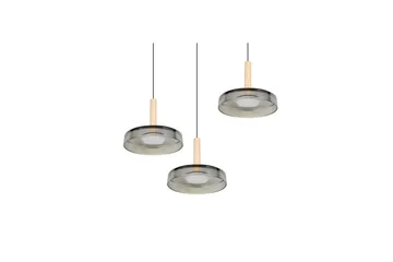 Pendel TRIO Celeste 3-del, Mattsvart/kromad/trä - 3-del, Mattsvart/kromad/trä - Belysning - Lampor & belysning inomhus - Fönsterlampa